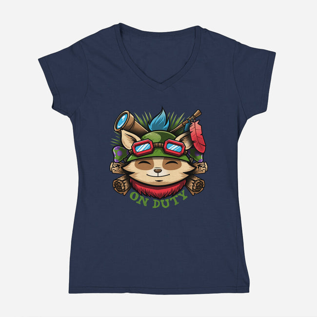 Teemo On Duty-womens v-neck tee-Bamboota