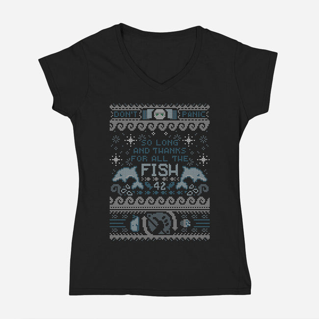 Thanks For The Fish!-womens v-neck tee-Licunatt