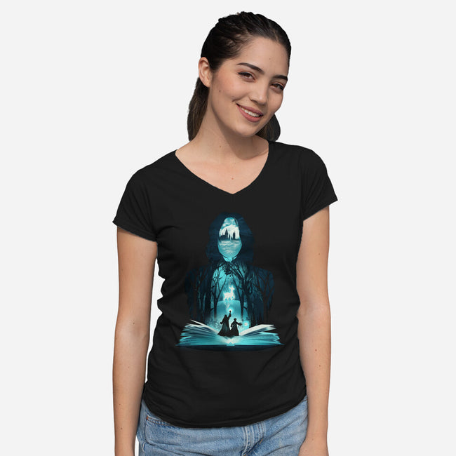 The 7th Book of Magic-womens v-neck tee-dandingeroz