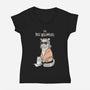 The Big Meowski-womens v-neck tee-queenmob