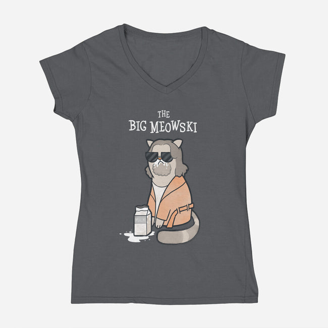 The Big Meowski-womens v-neck tee-queenmob