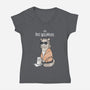 The Big Meowski-womens v-neck tee-queenmob