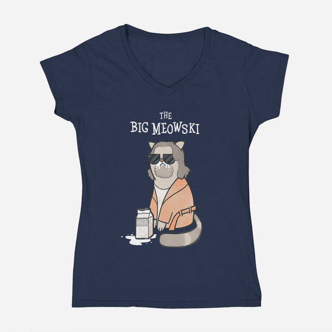 The Big Meowski-womens v-neck tee-queenmob