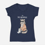 The Big Meowski-womens v-neck tee-queenmob