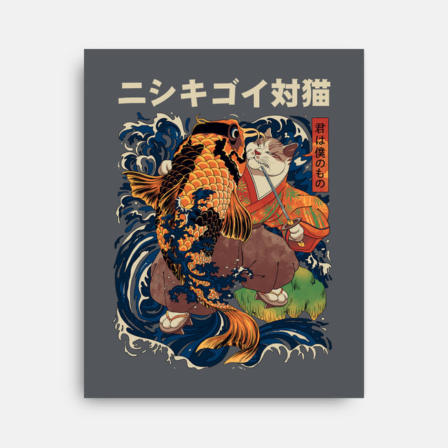 The Cat & The Koi-none stretched canvas-Ronin84