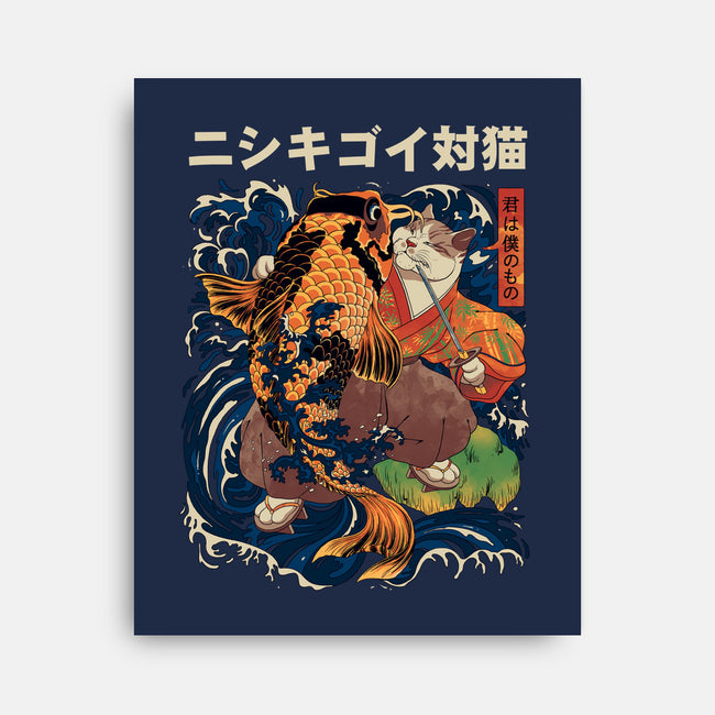 The Cat & The Koi-none stretched canvas-Ronin84