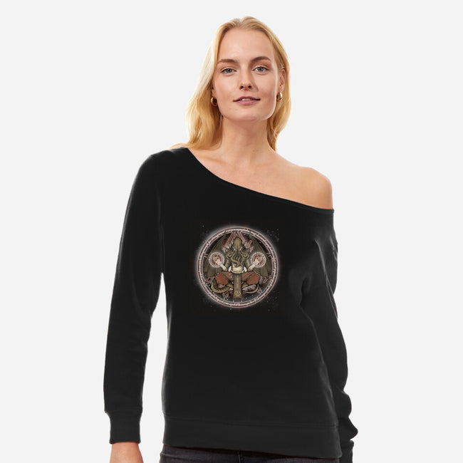 The Cthulhu Runes-womens off shoulder sweatshirt-xMorfina