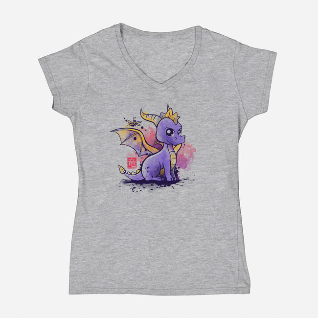 The Dragon and the Dragonfly-womens v-neck tee-NemiMakeit