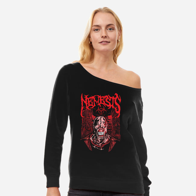 The Nemesis-womens off shoulder sweatshirt-draculabyte