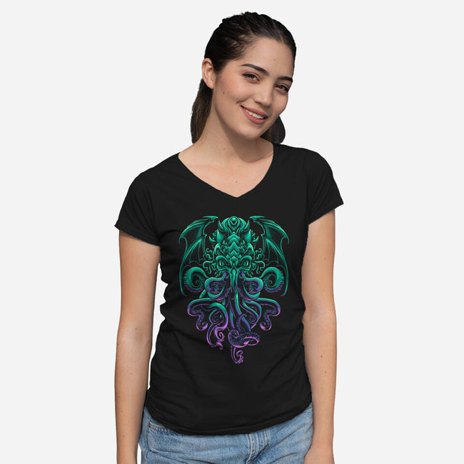The Old God of R'lyeh-womens v-neck tee-Angoes25