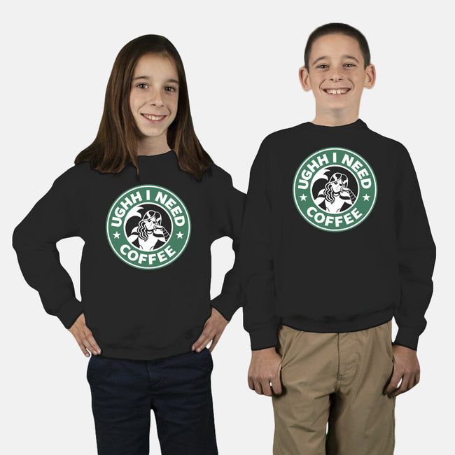 The Power of Coffee-youth crew neck sweatshirt-ariaxe