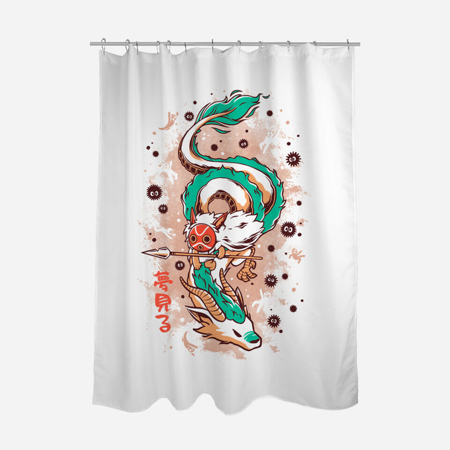 The Princess and the Dragon-none polyester shower curtain-ilustrata