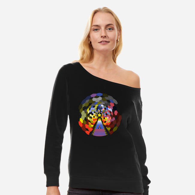 The Rainbow Road-womens off shoulder sweatshirt-troeks