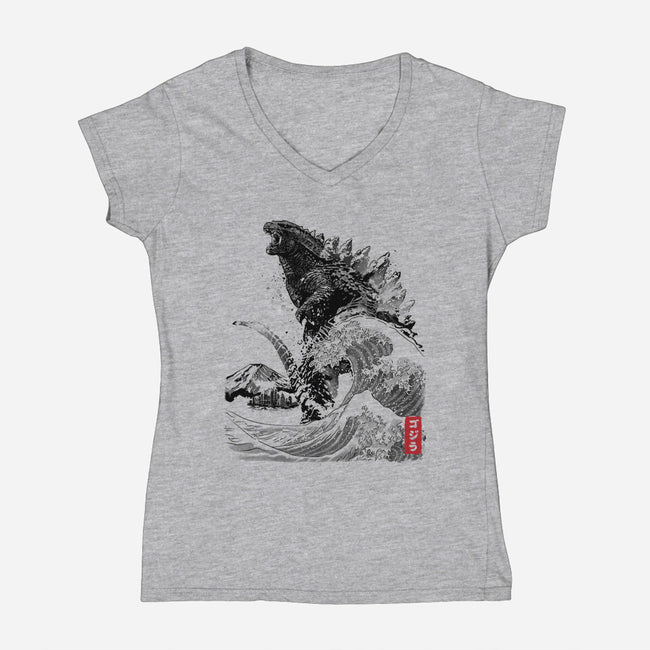 The Rise of Gojira-womens v-neck tee-DrMonekers