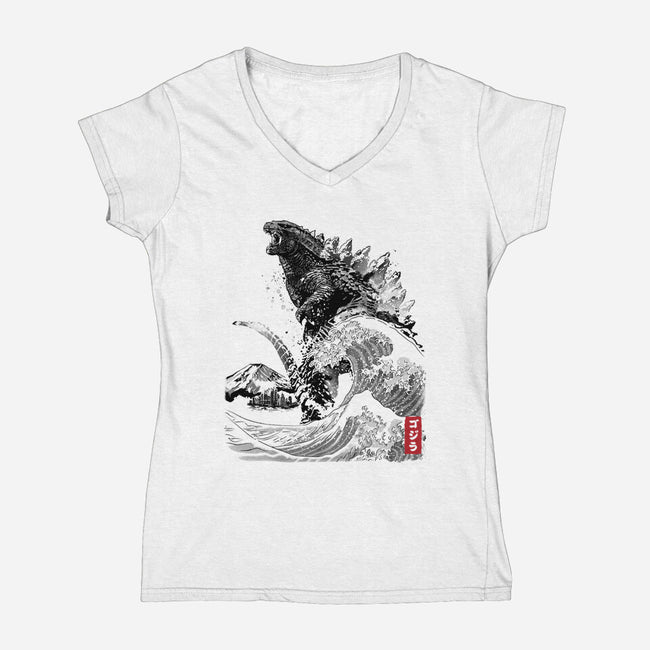The Rise of Gojira-womens v-neck tee-DrMonekers