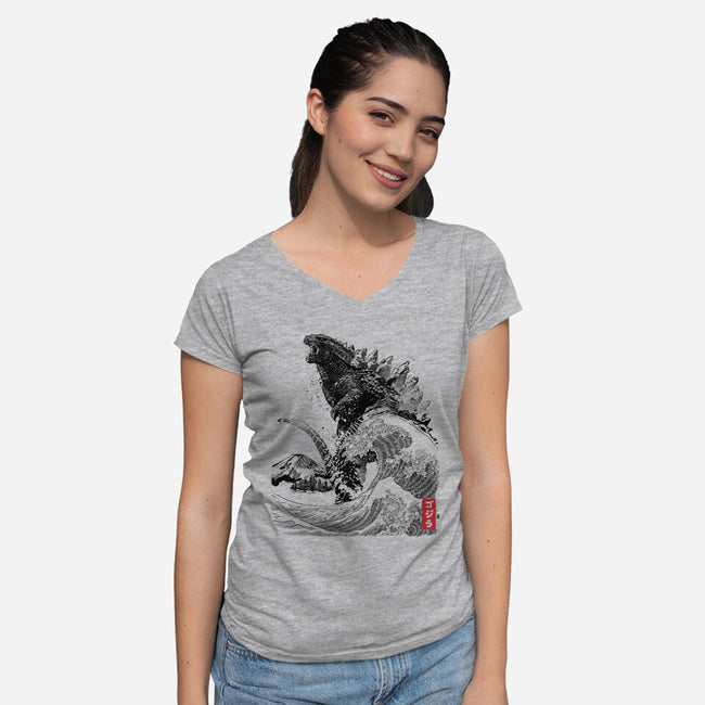 The Rise of Gojira-womens v-neck tee-DrMonekers