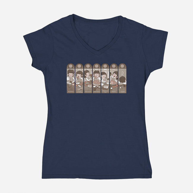 The Seven Daily Meals-womens v-neck tee-queenmob