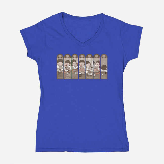 The Seven Daily Meals-womens v-neck tee-queenmob