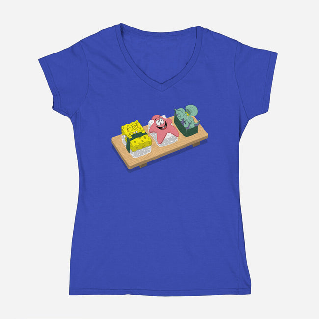 The Sushi Star-womens v-neck tee-Ionfox