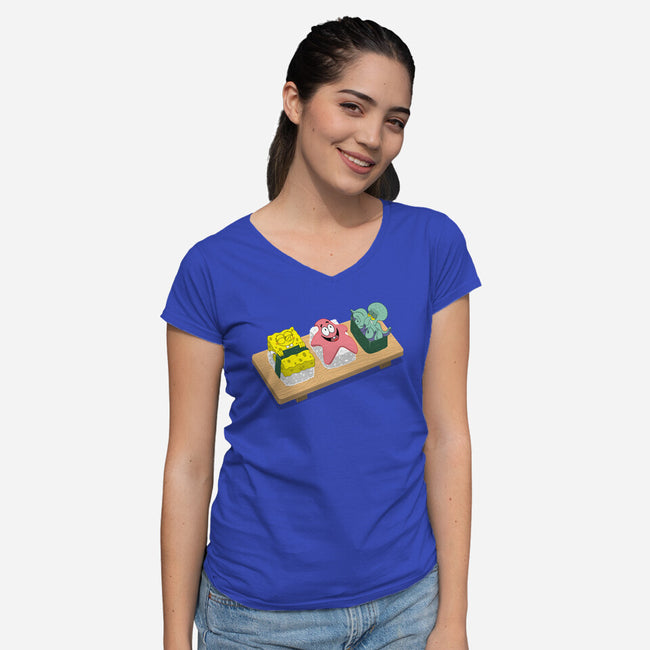 The Sushi Star-womens v-neck tee-Ionfox