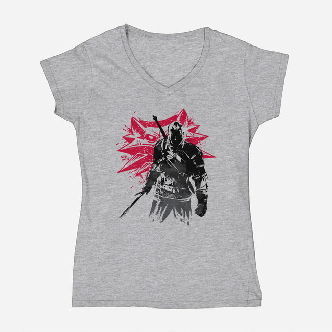 The Witcher Sumi-e-womens v-neck tee-DrMonekers