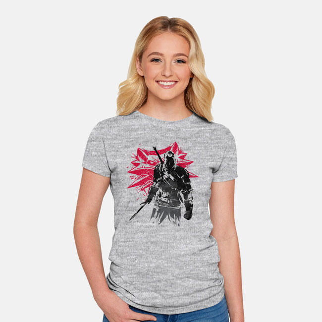 The Witcher Sumi-e-womens fitted tee-DrMonekers