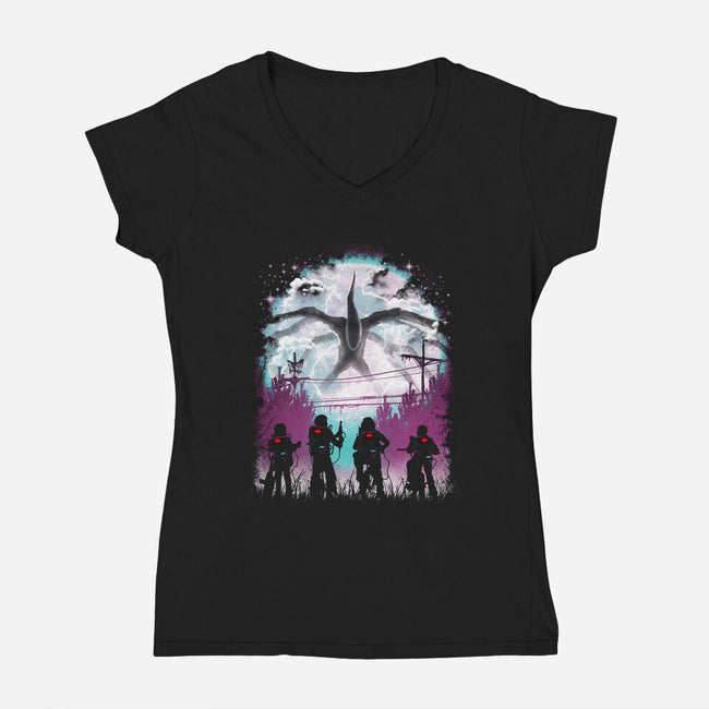 There's Something Strange-womens v-neck tee-vp021