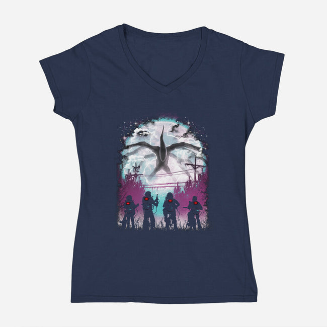 There's Something Strange-womens v-neck tee-vp021