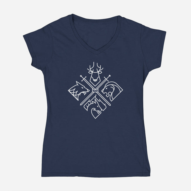 Throne Houses-womens v-neck tee-spike00