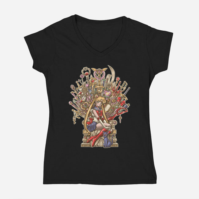 Throne of Magic-womens v-neck tee-GillesBone