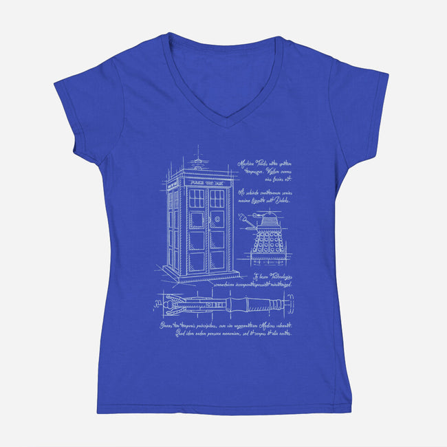 Time Travel Schematic-womens v-neck tee-ducfrench