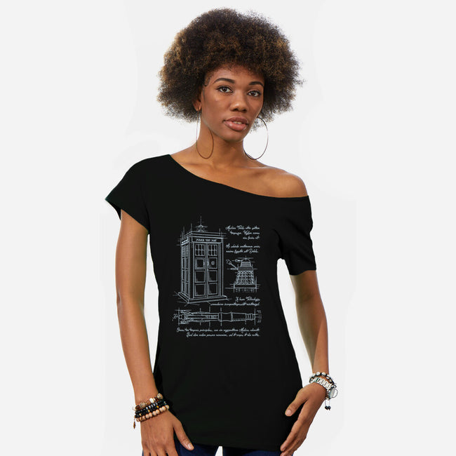 Time Travel Schematic-womens off shoulder tee-ducfrench