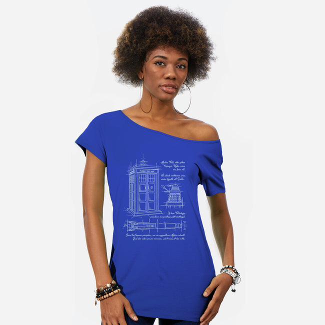 Time Travel Schematic-womens off shoulder tee-ducfrench
