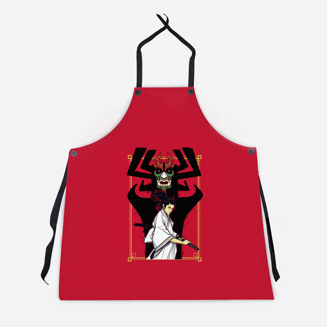 Time Traveling Samurai-unisex kitchen apron-lucassilva