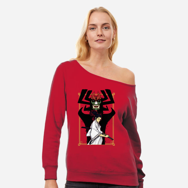 Time Traveling Samurai-womens off shoulder sweatshirt-lucassilva