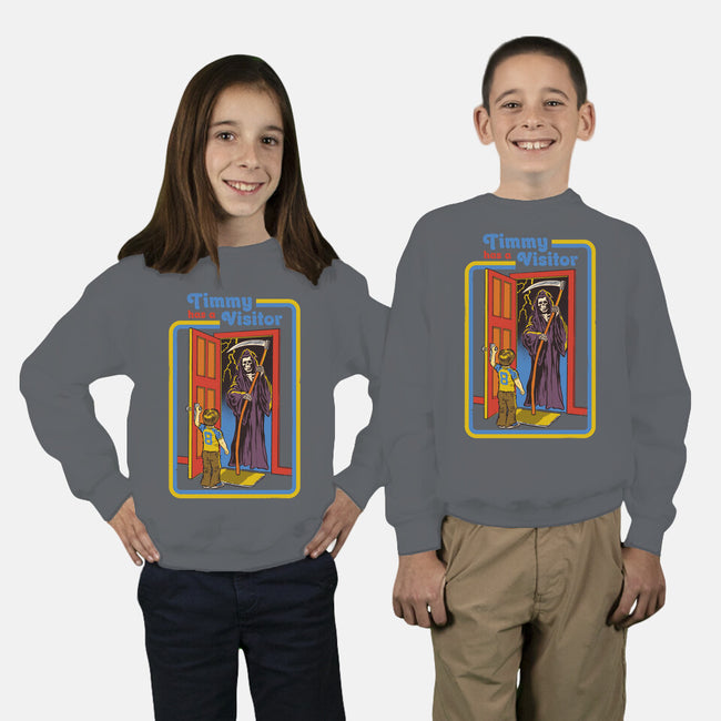 Timmy Has A Visitor-youth crew neck sweatshirt-Steven Rhodes