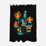 Tokyo Zoo-none polyester shower curtain-DinoMike