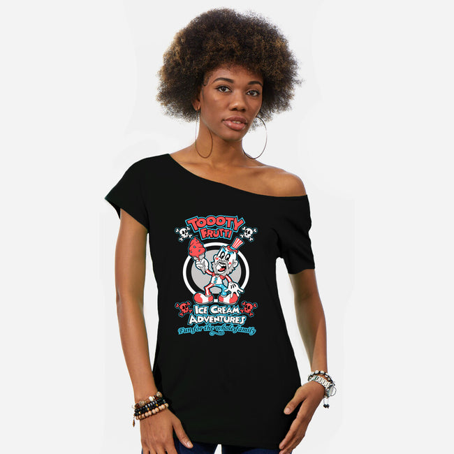 Toooty Frutti-womens off shoulder tee-JakGibberish