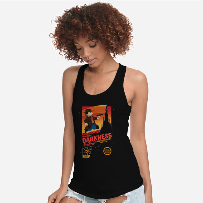 Tower of Darkness-womens racerback tank-mikehandyart