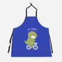 T-Rex Tries Biking-unisex kitchen apron-queenmob