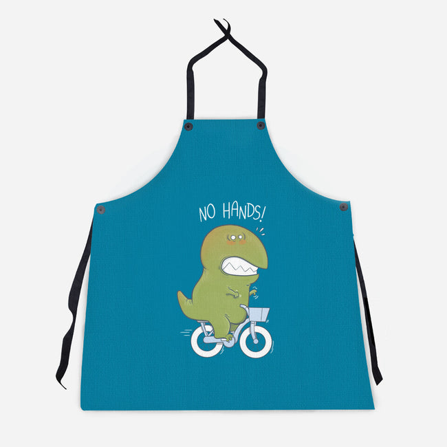 T-Rex Tries Biking-unisex kitchen apron-queenmob
