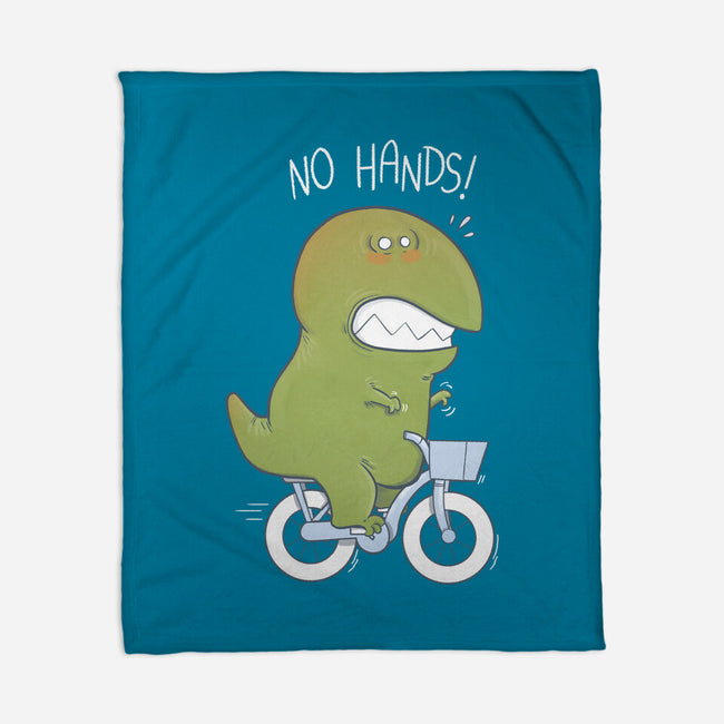 T-Rex Tries Biking-none fleece blanket-queenmob