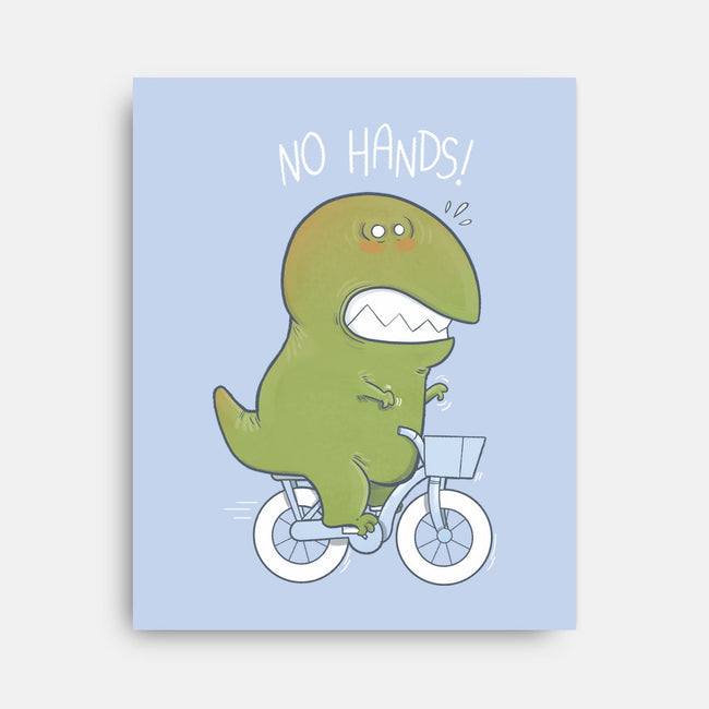 T-Rex Tries Biking-none stretched canvas-queenmob