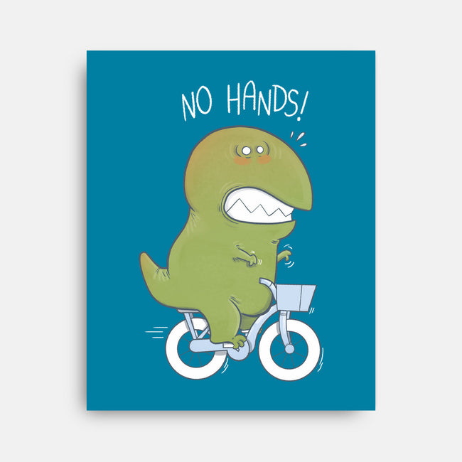 T-Rex Tries Biking-none stretched canvas-queenmob