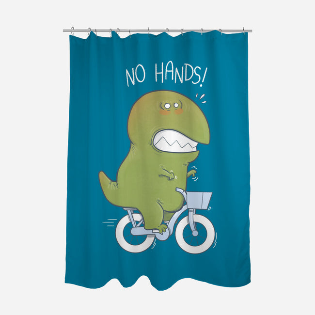 T-Rex Tries Biking-none polyester shower curtain-queenmob