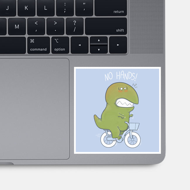 T-Rex Tries Biking-none glossy sticker-queenmob