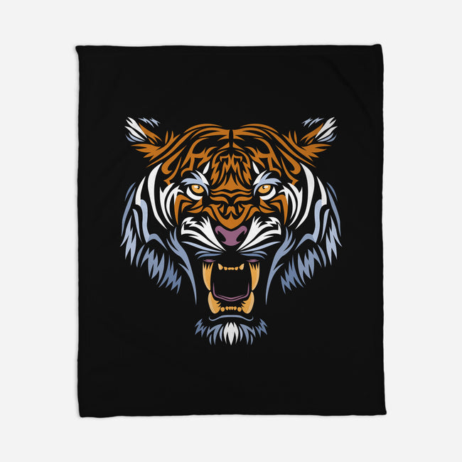 Tribal Face Tiger-none fleece blanket-albertocubatas