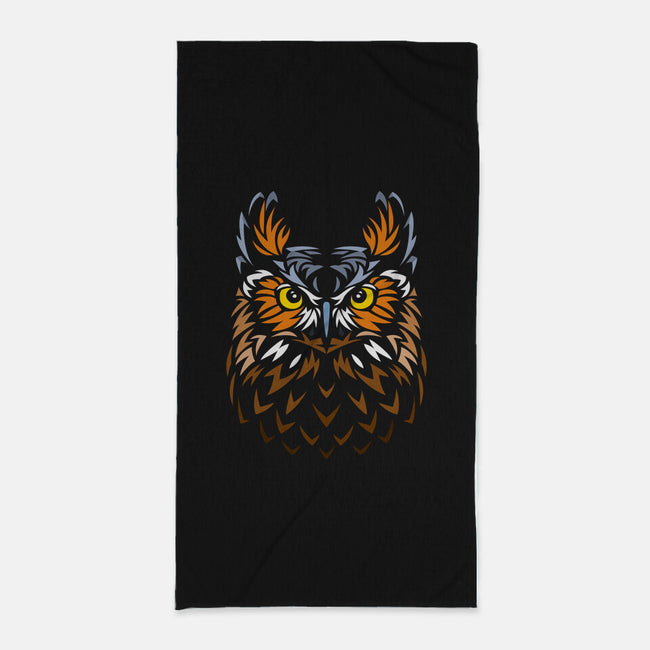 Tribal Owl-none beach towel-albertocubatas