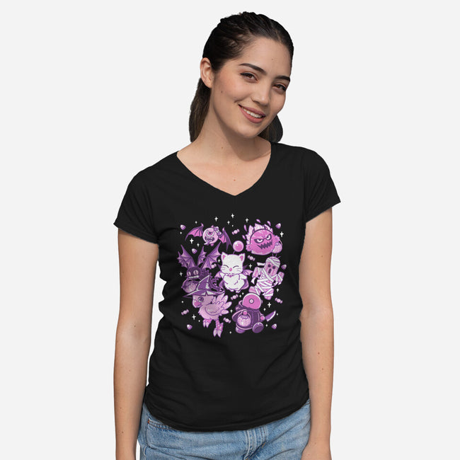 Trick or Treaters-womens v-neck tee-PixelEyeBat