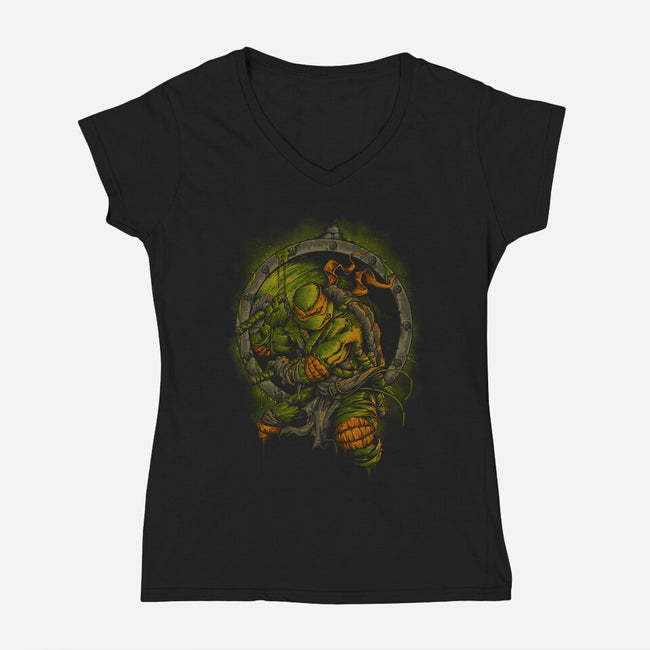 Turtle Titan-womens v-neck tee-coldfireink